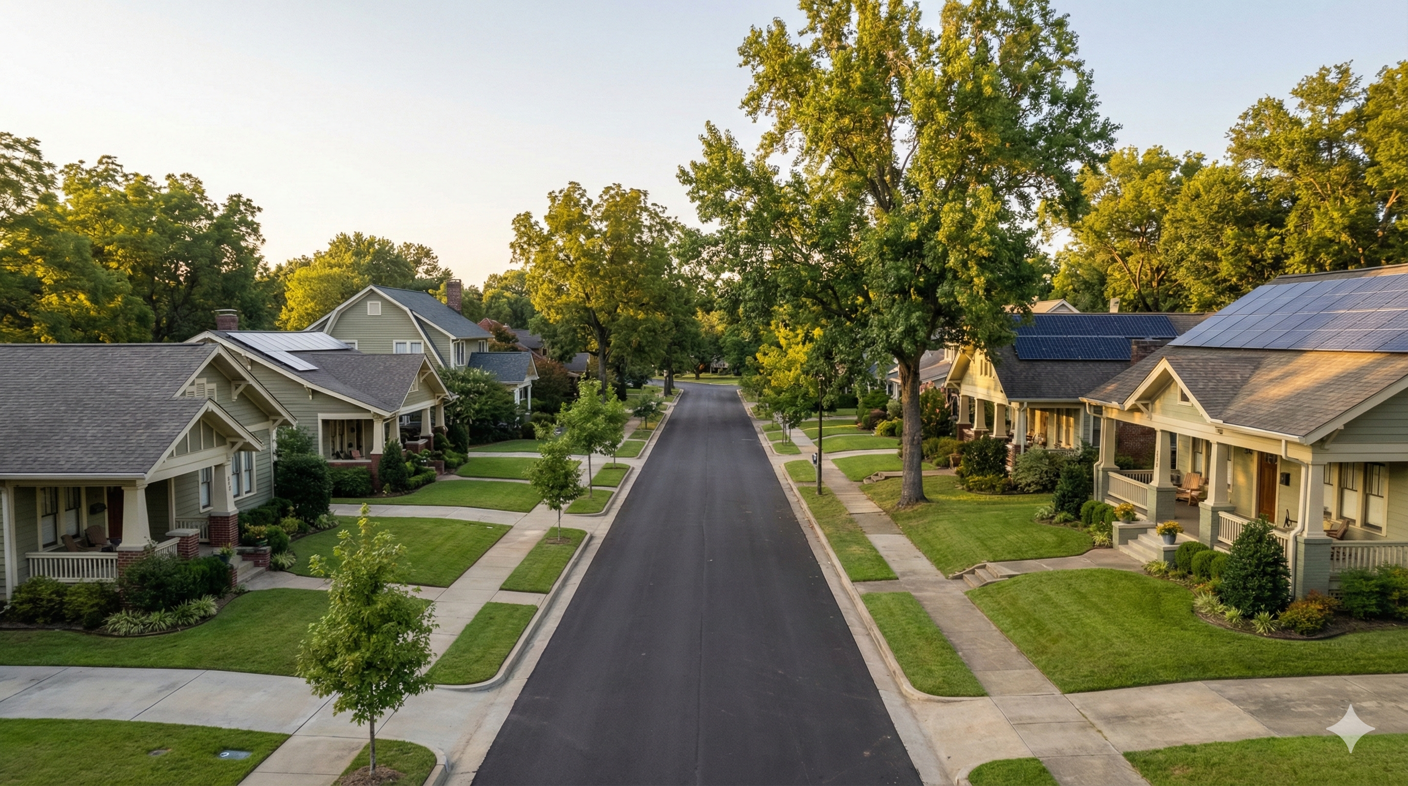 Jonesboro real estate market in Northeast Arkansas &mdash; peaceful residential street with homes.