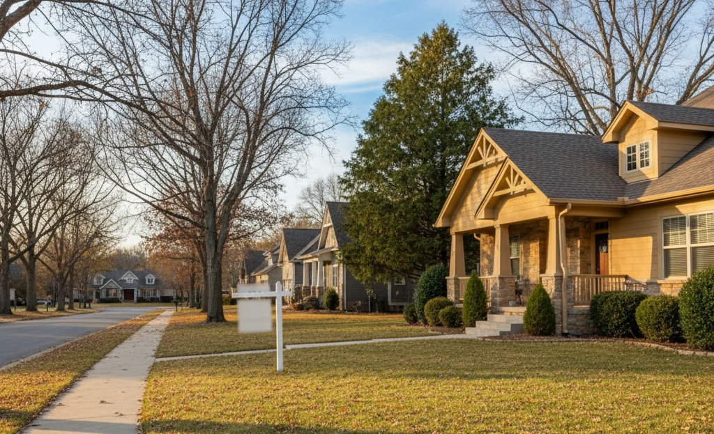 November home listings in Northeast Arkansas showing Jonesboro neighborhood with for sale sign