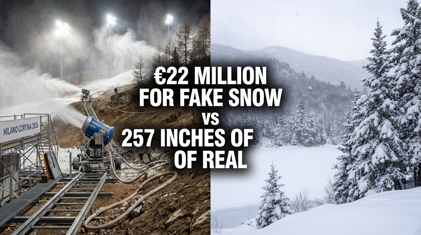 Milano-Cortina 2026 Olympics artificial snow operations compared to Vermont natural snowfall climate reliability comparison for ski real estate investors