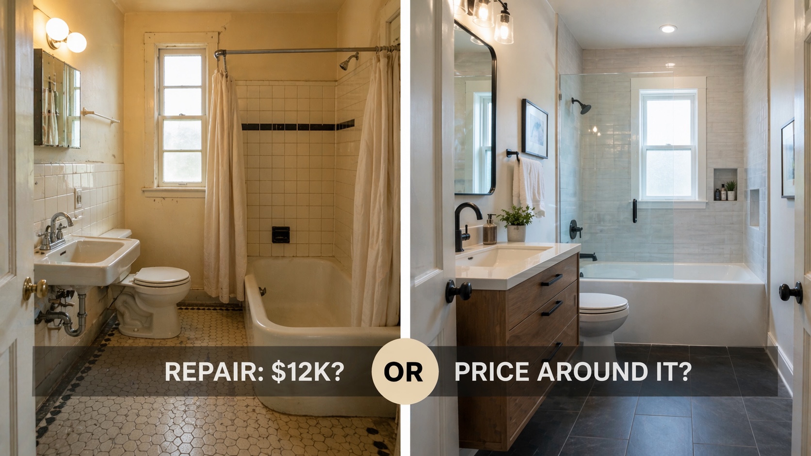 Before-and-after comparison showing repair impact on home value