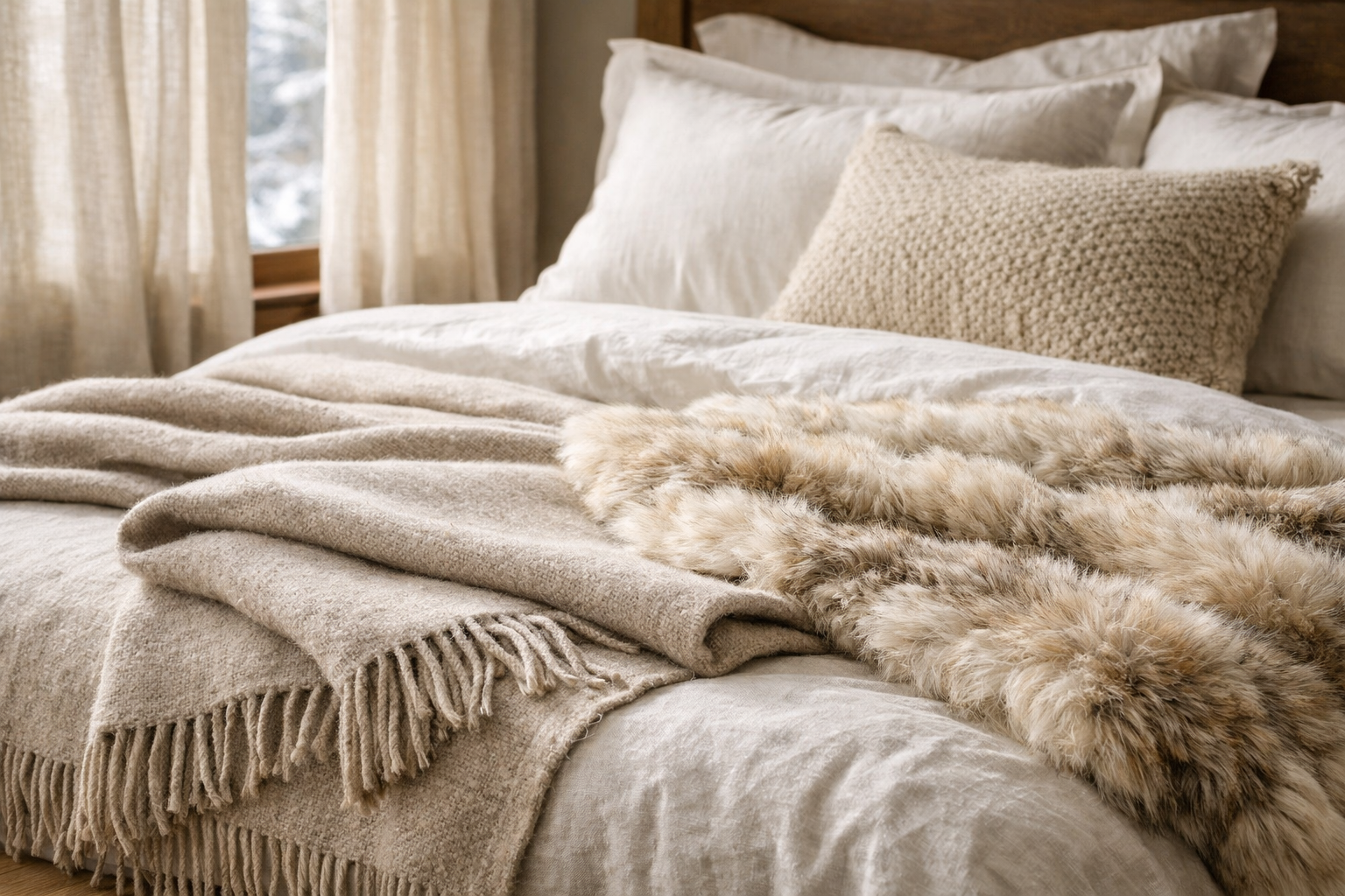 Luxury textiles in a Vermont bedroom