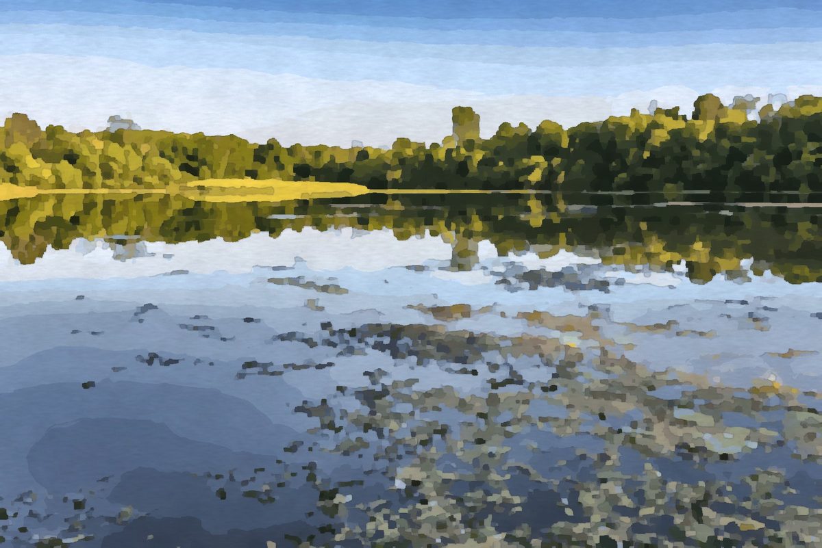Painting of Buzzard's Roost Lake at Slate Run Metro Park near Ashville, Ohio