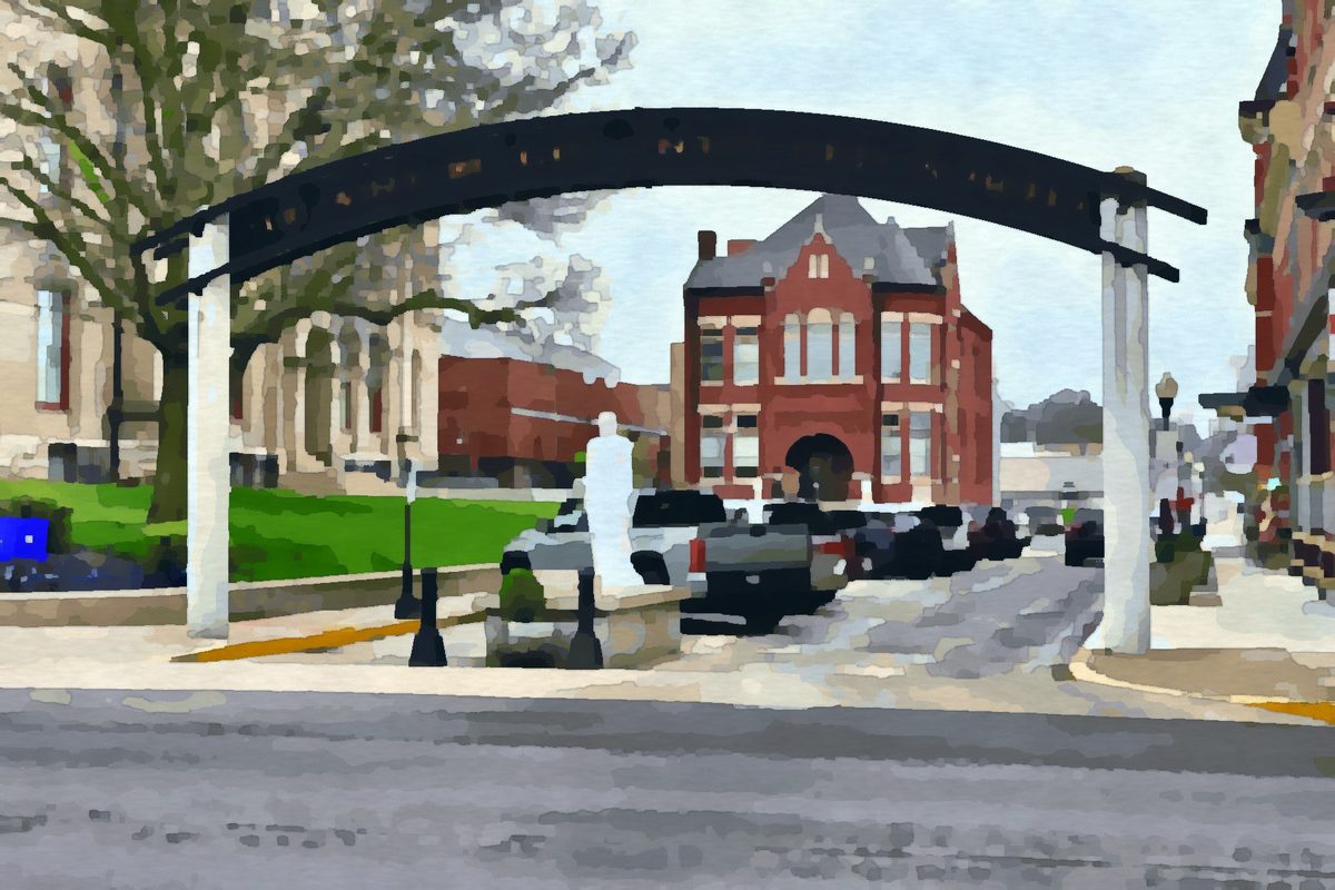 Painting of historic Court Avenue in downtown Bellefontaine, Ohio