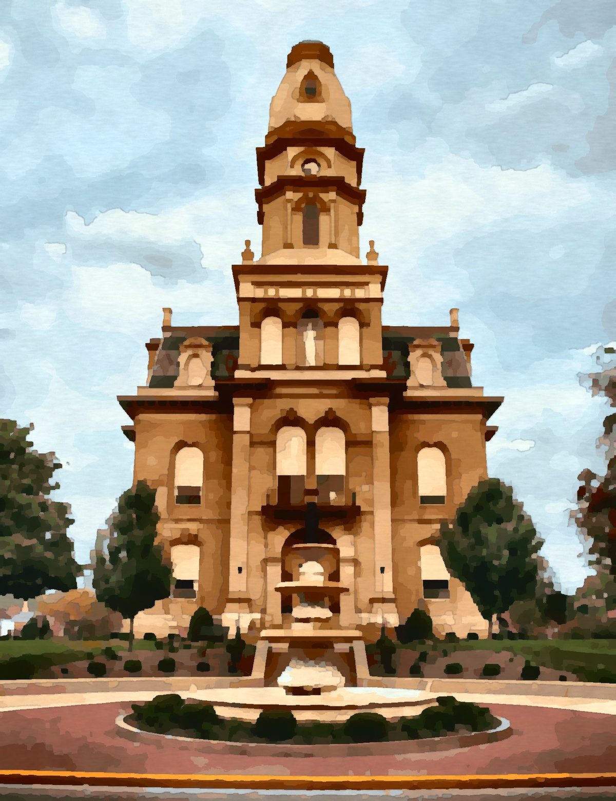 Painting of the Logan County Courthouse in Bellefontaine, Ohio