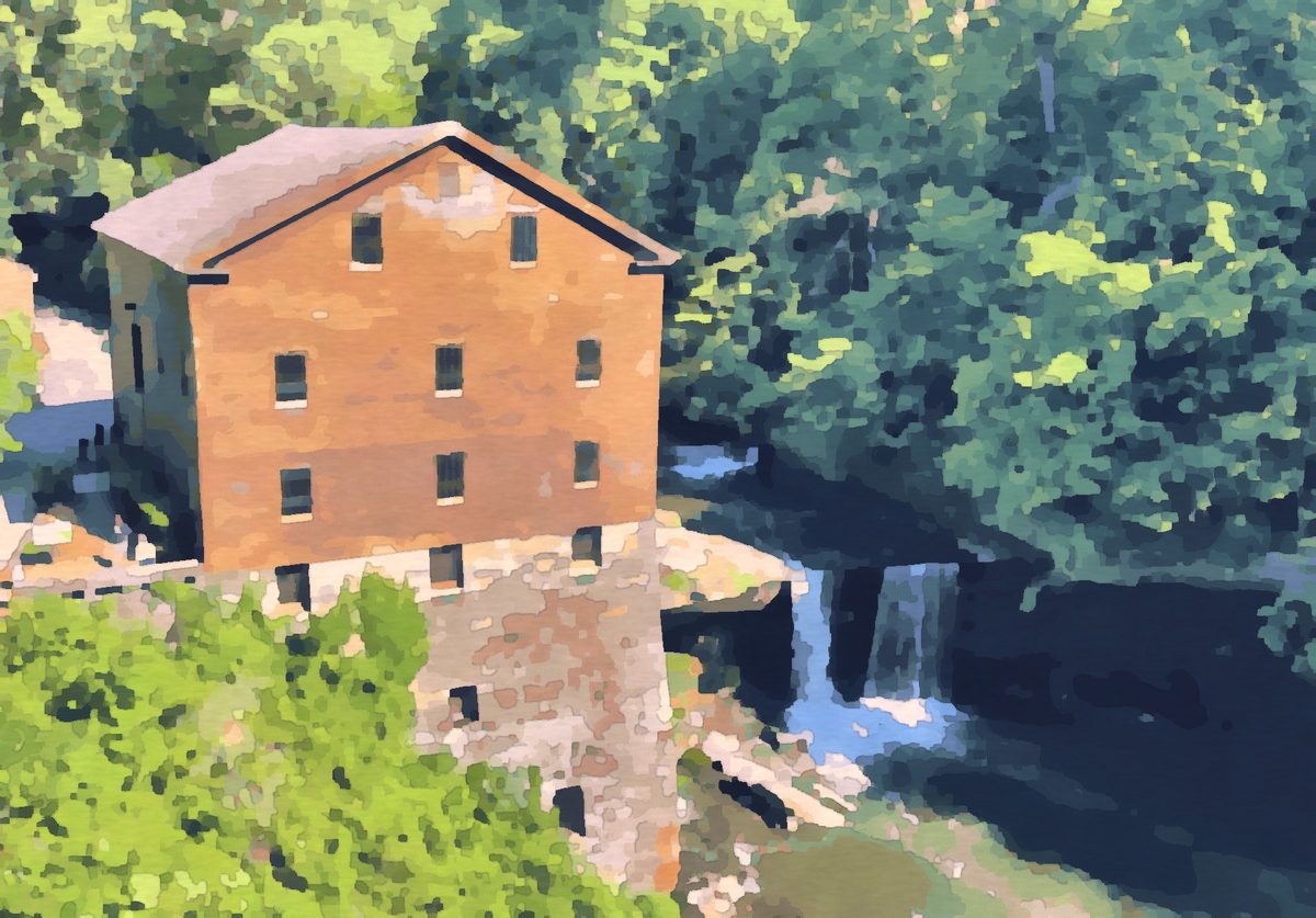 Painting of Lanterman's Mill in Mill Creek Park near Boardman, Ohio