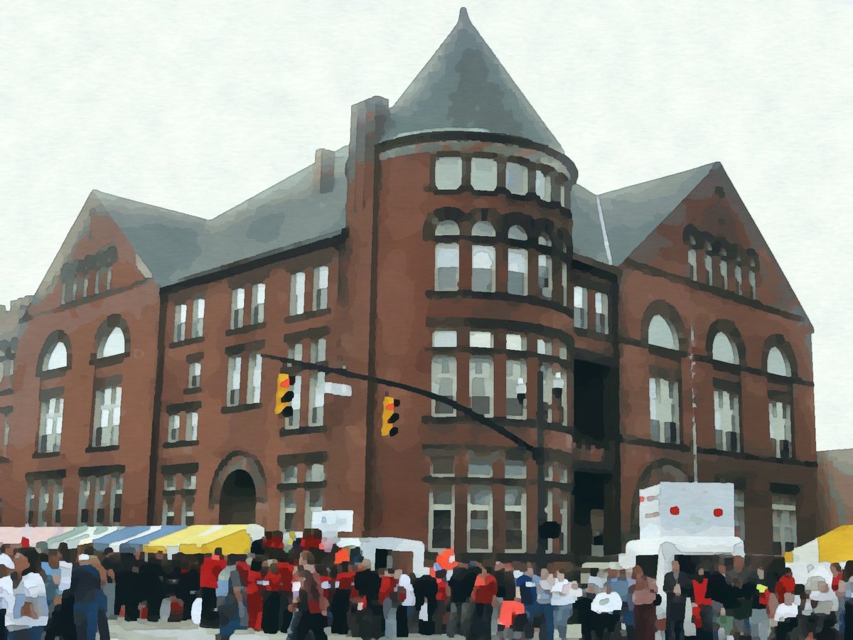 Painting of the historic Memorial Hall in Circleville, Ohio