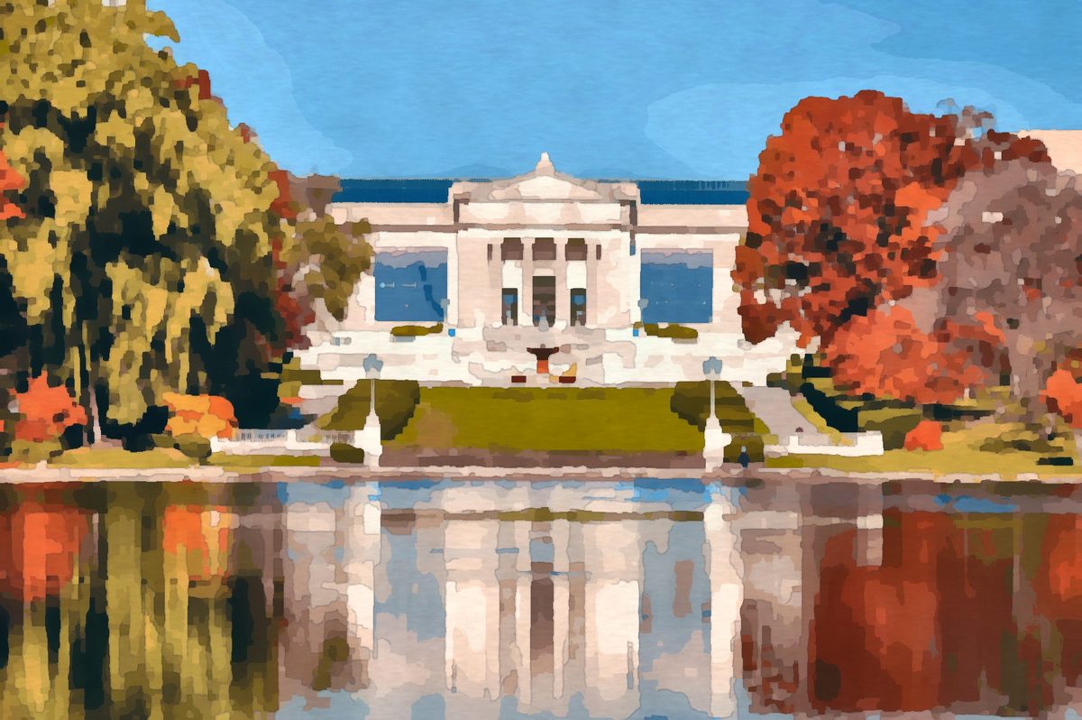Painting of the Cleveland Museum of Art in University Circle, Cleveland