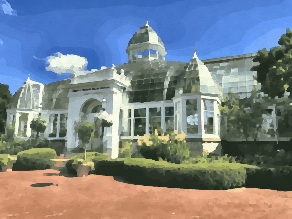 Painting of the Franklin Park Conservatory in Columbus, Ohio