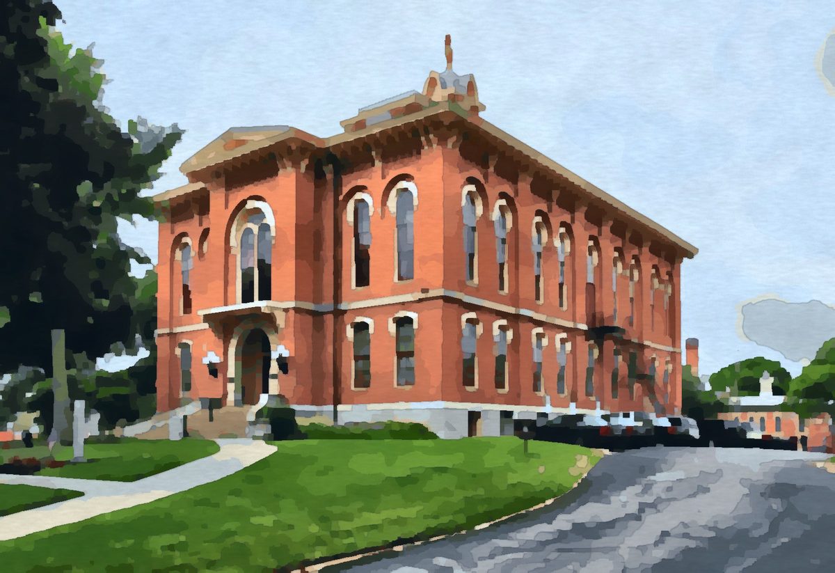 Painting of the Delaware County Courthouse in Delaware, Ohio