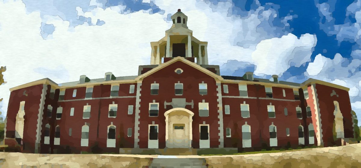 Painting of Stuyvesant Hall at Ohio Wesleyan University in Delaware, Ohio