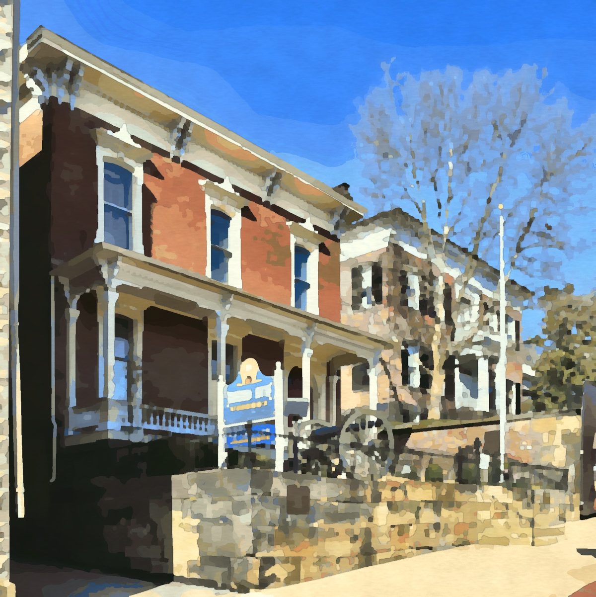 Painting of the Sherman House Museum in Lancaster, Ohio