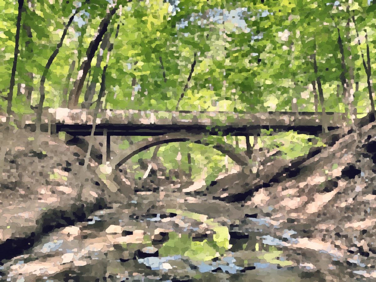 Painting of an arch bridge at Highbanks Metro Park near Lewis Center, Ohio