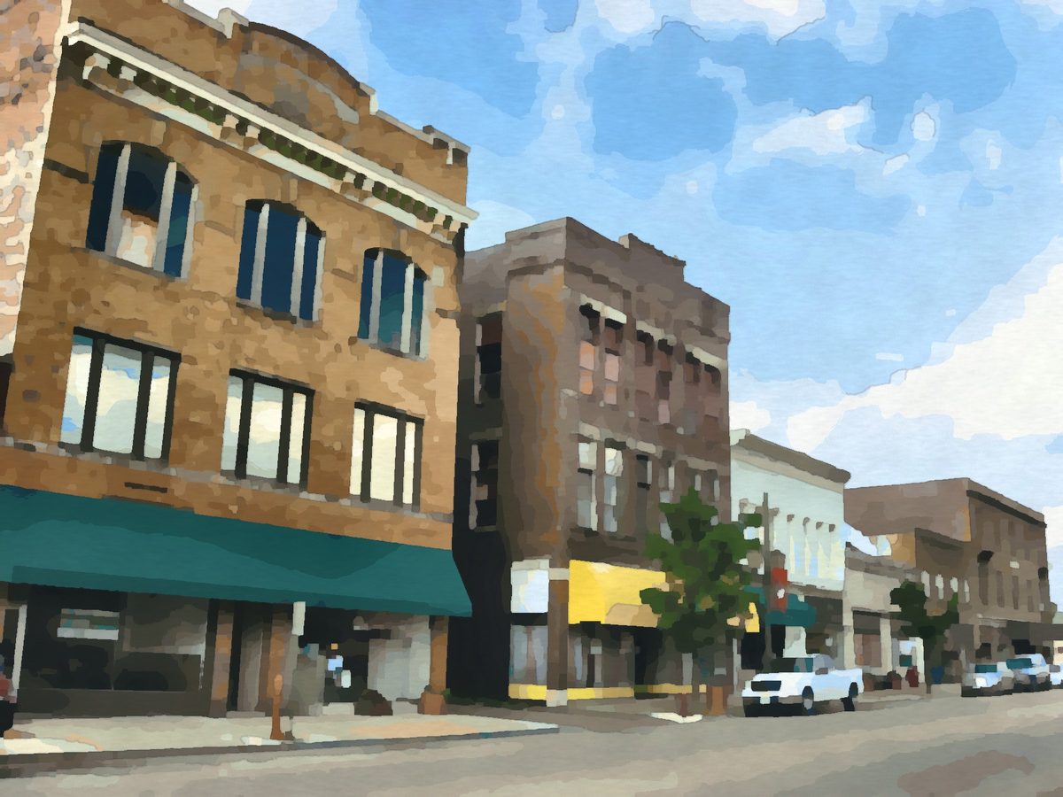 Painting of the Main Street historic district in Logan, Ohio