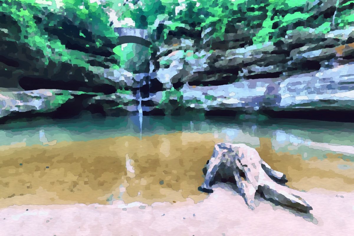 Painting of the Upper Falls at Old Man's Cave in Hocking Hills State Park near Logan, Ohio