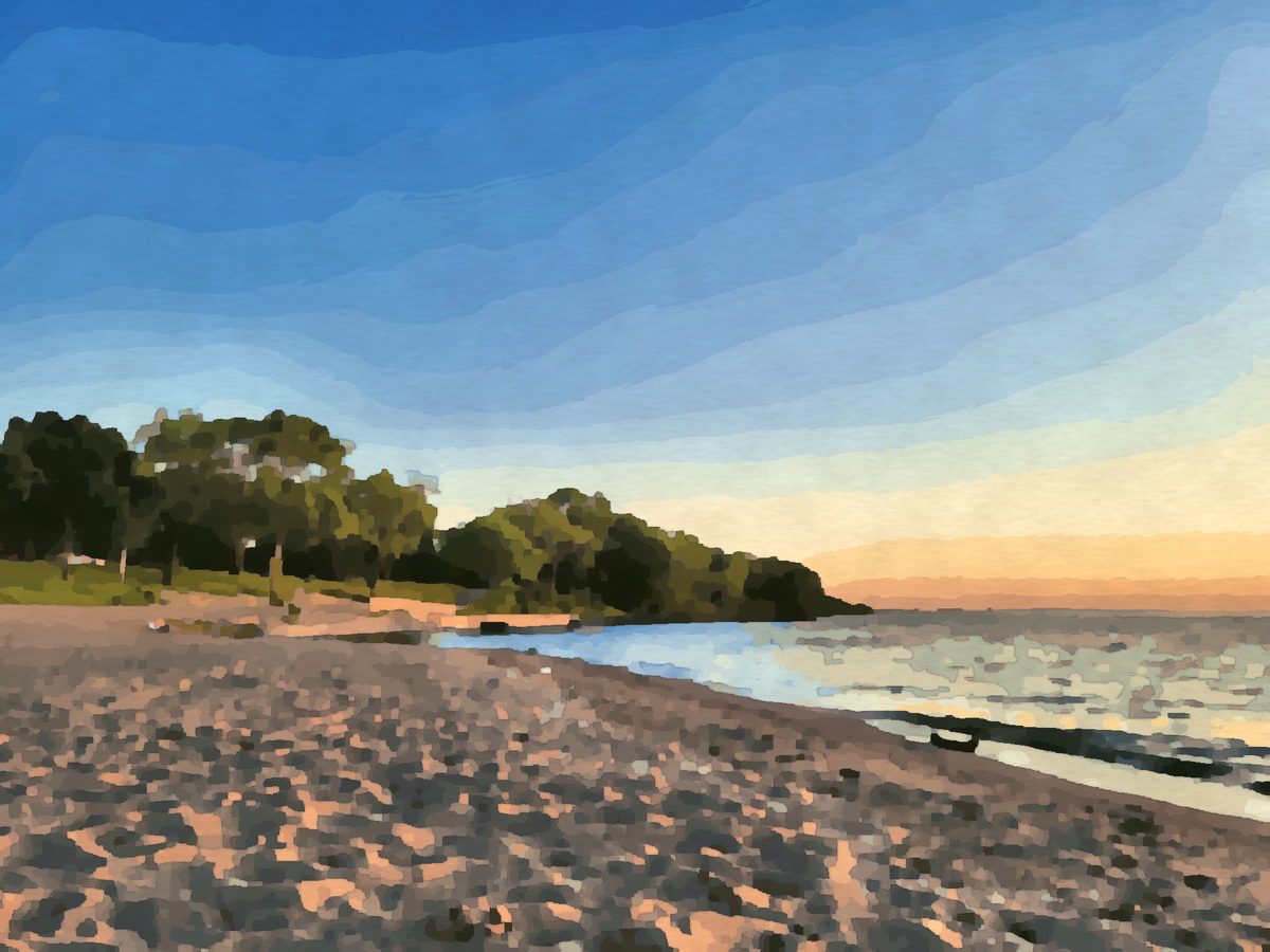 Painting of the beach at Lakeview Park on Lake Erie in Lorain, Ohio