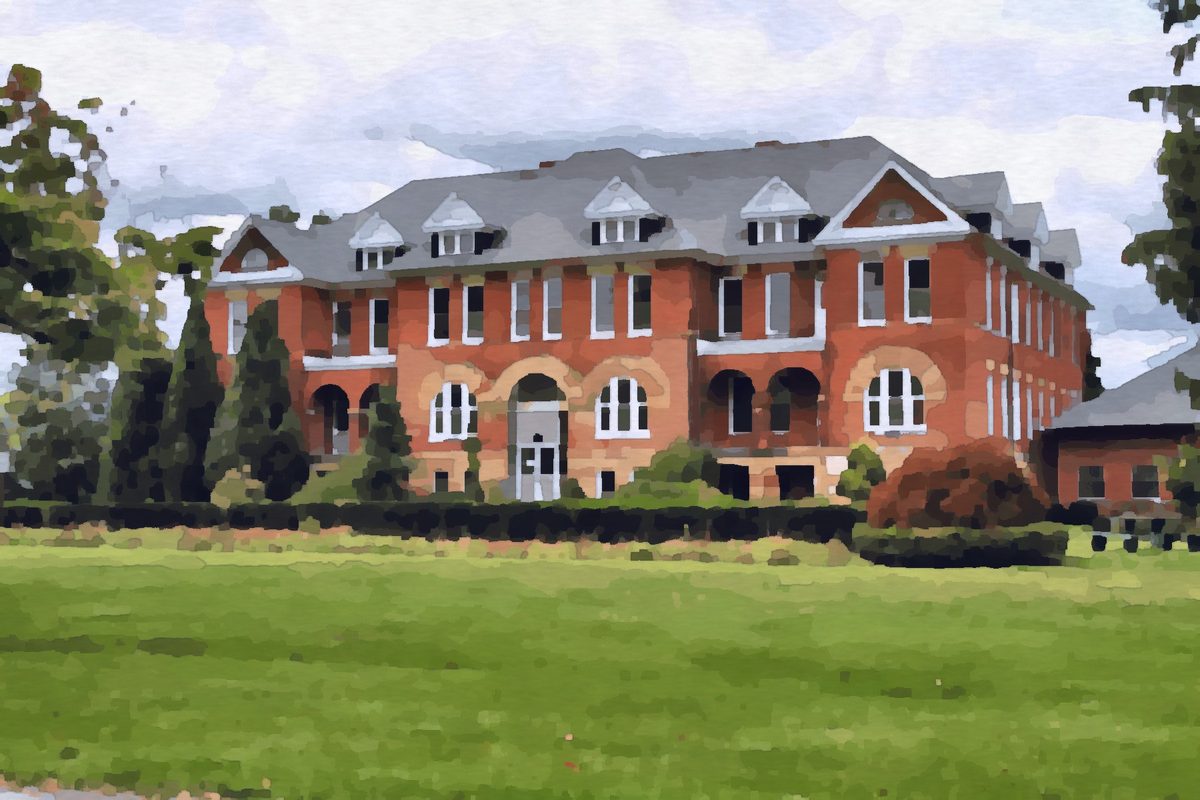 Painting of the historic Madison Seminary building in Madison, Ohio