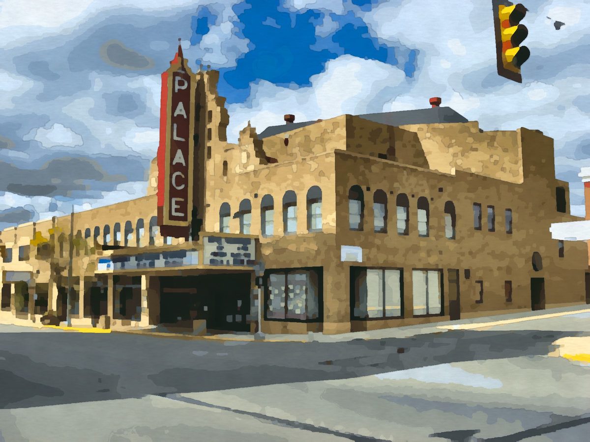 Painting of the historic Palace Theatre in downtown Marion, Ohio