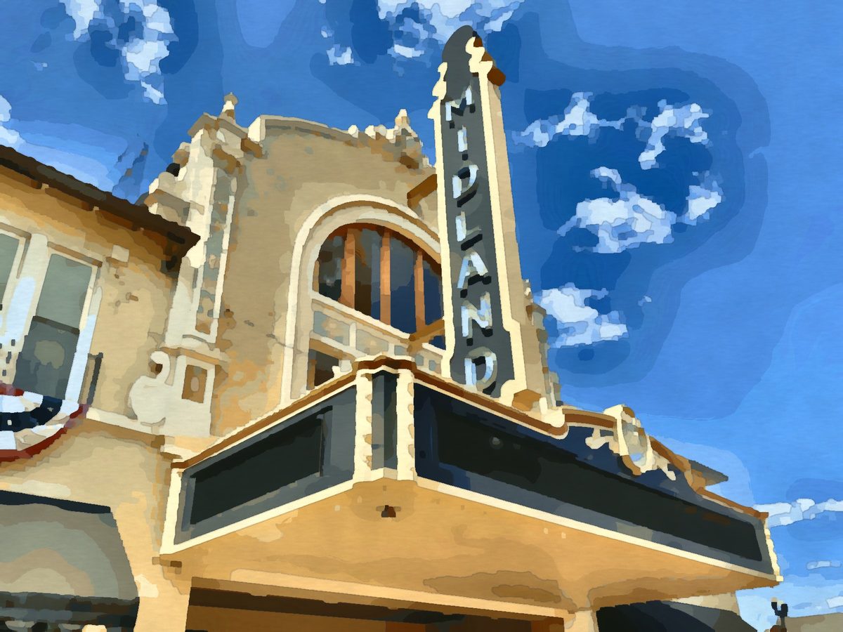 Painting of the Midland Theatre in downtown Newark, Ohio