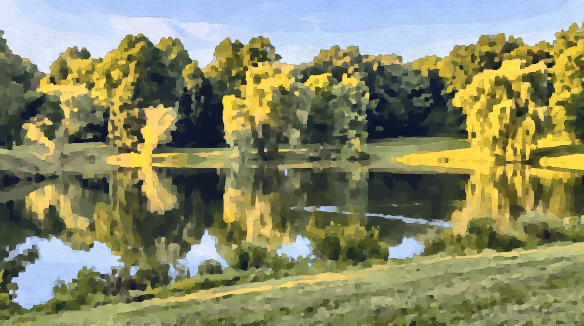 Painting of the willow pond at Sycamore Park in Pickerington, Ohio