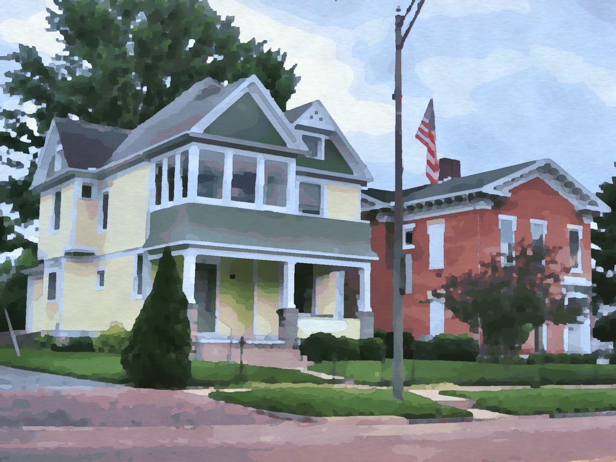 Painting of Main Street in downtown Tipp City, Ohio