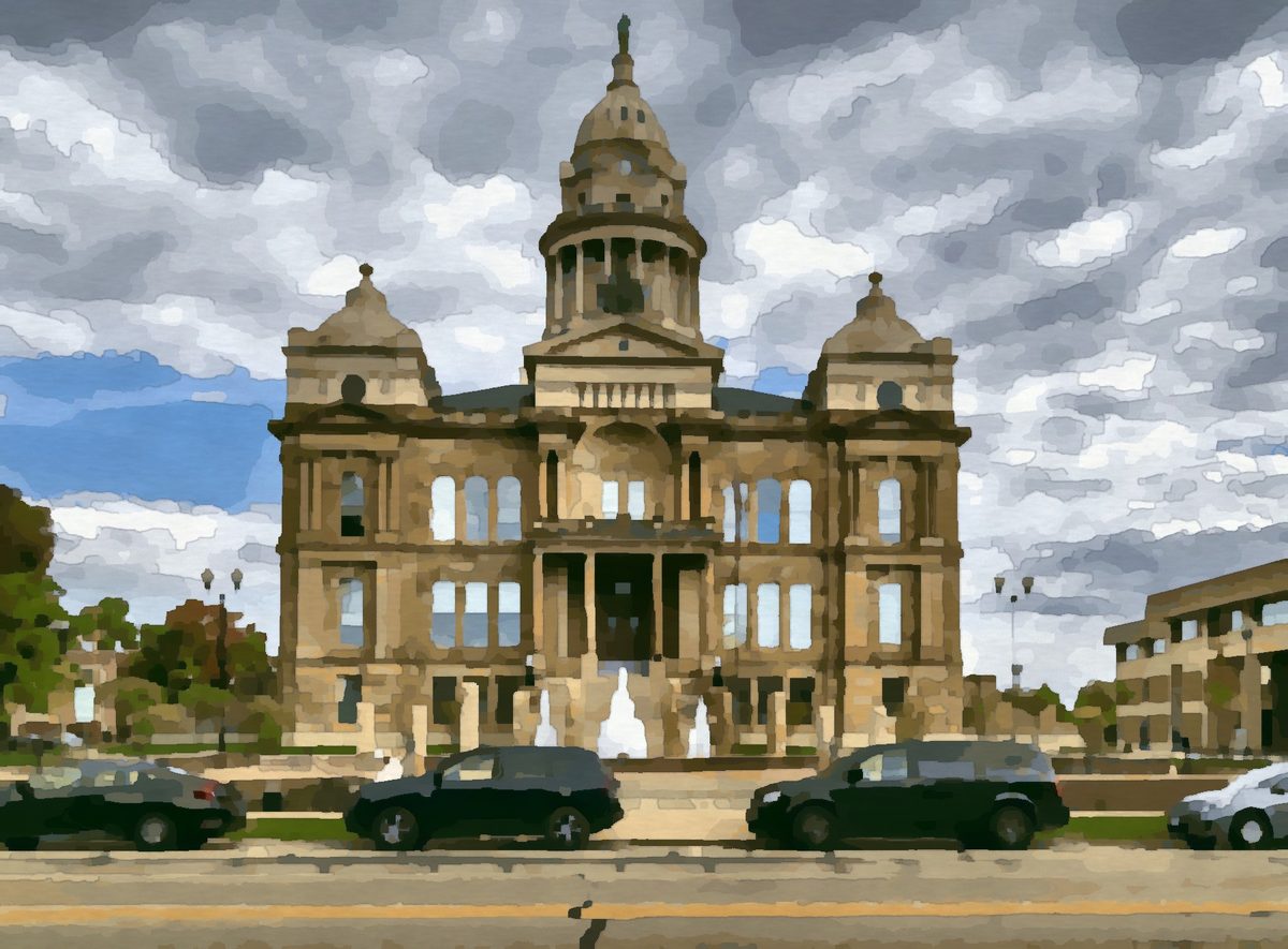 Painting of the Miami County Courthouse in Troy, Ohio