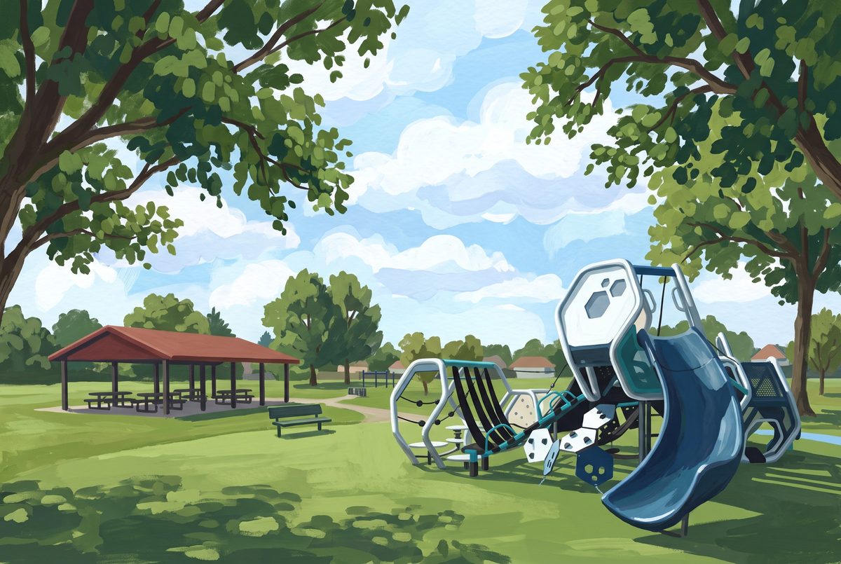 Painting of the playground at Helke Park in Vandalia, Ohio