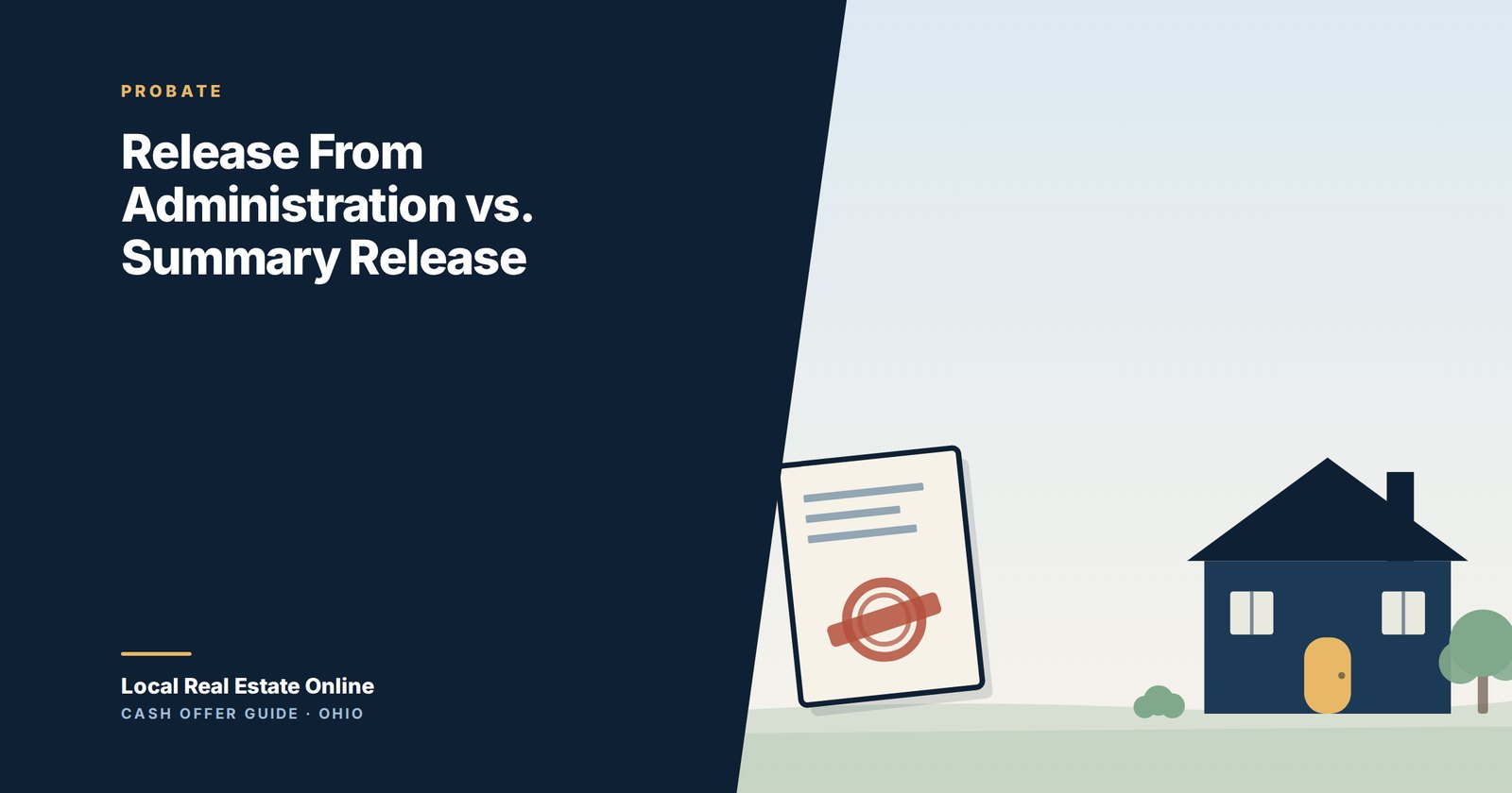 Illustration of two probate applications side by side, one stamped for a small estate and one for a very small estate