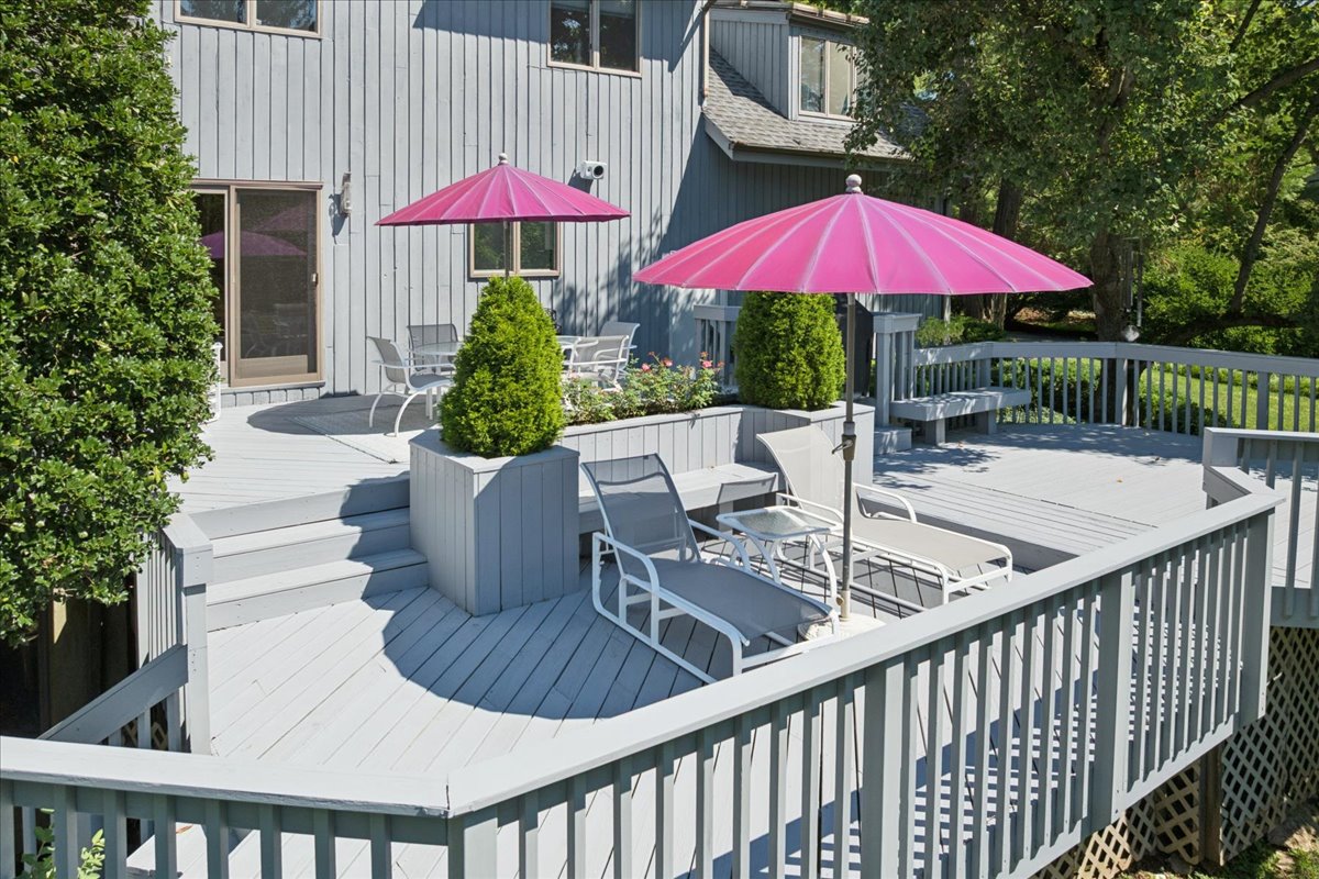 Multi-level deck overlooking the backyard at 15 Copper Vail Court in Princeton NJ
