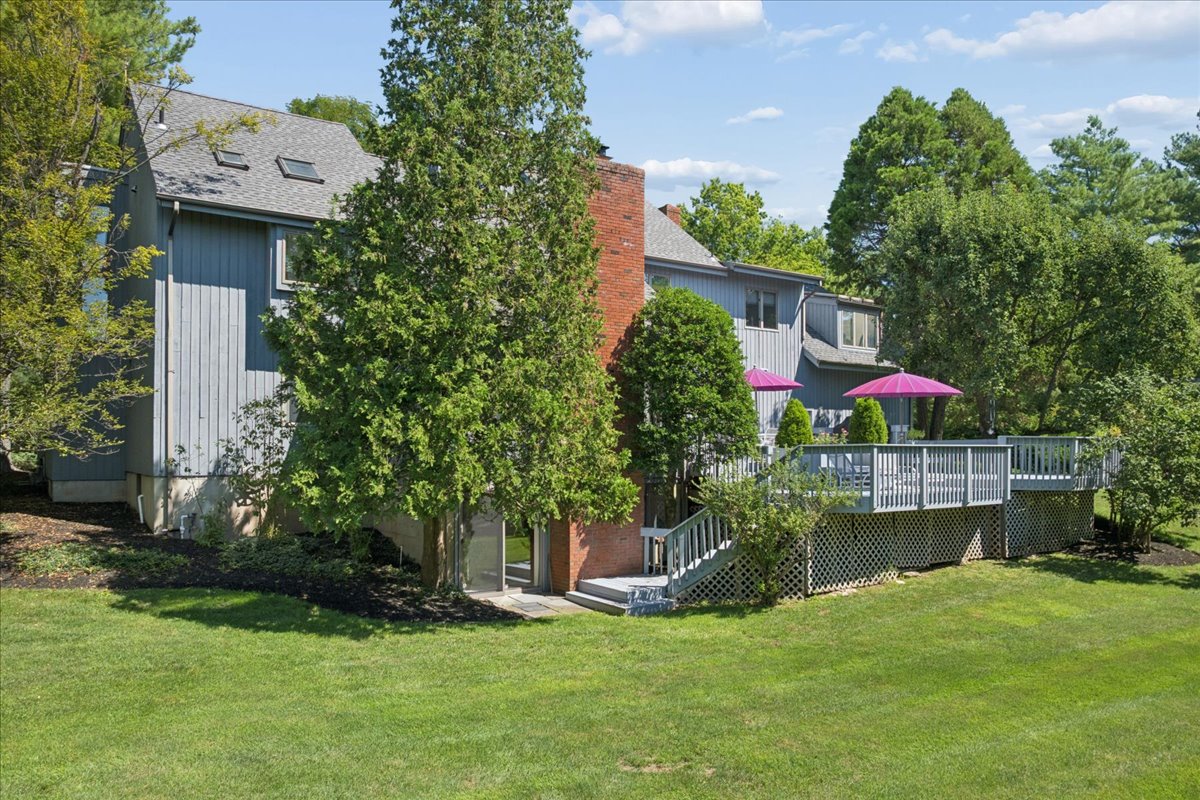 Backyard and rear exterior of 15 Copper Vail Court in Princeton NJ