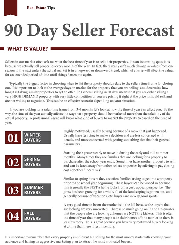 90 Day Seller Forecast