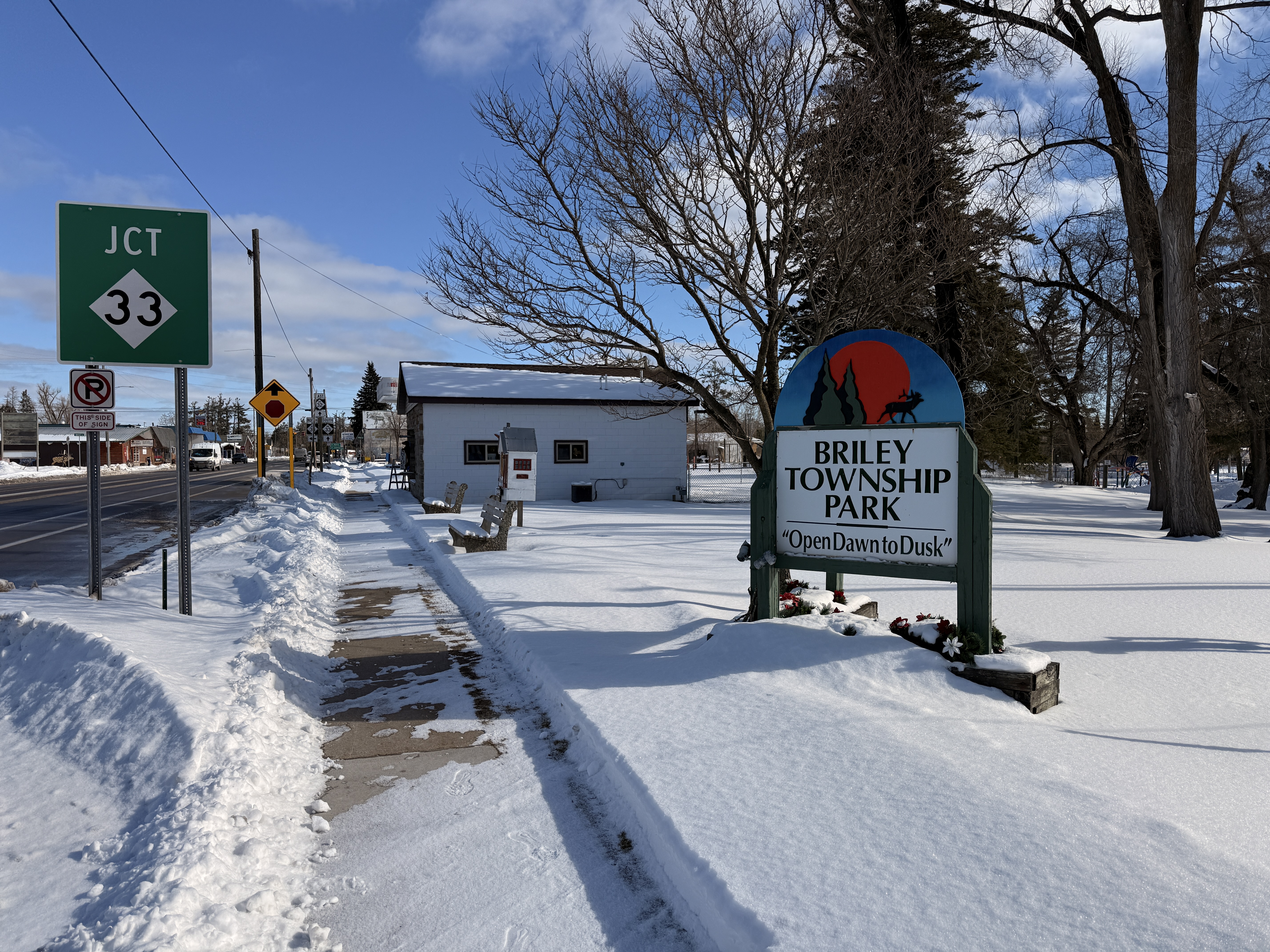 Briley Township Park entrance sign in Atlanta, Michigan - Huston Real Estate