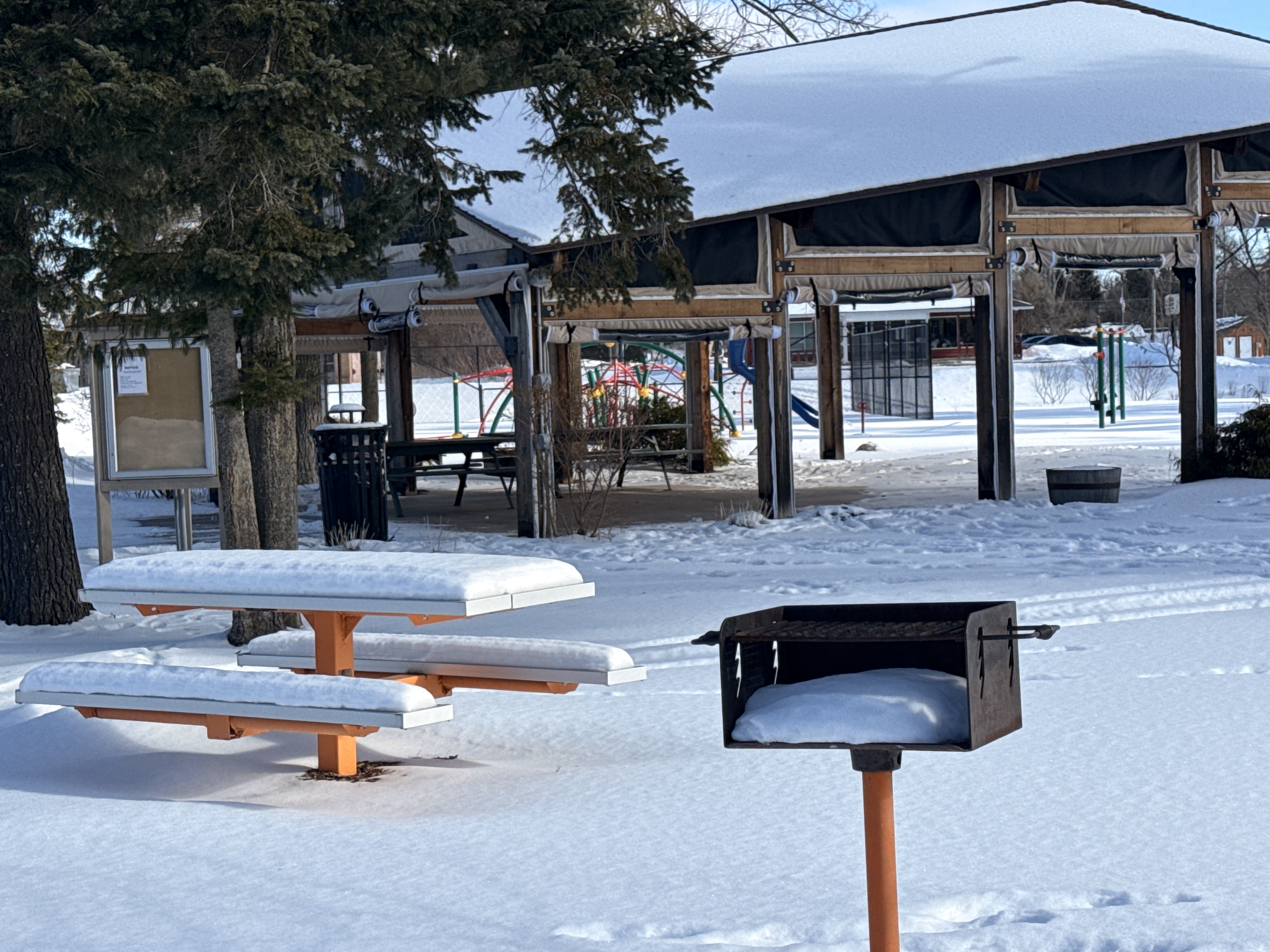 Outdoor grills with river views at Briley Township Park Atlanta Michigan - Huston Real Estate