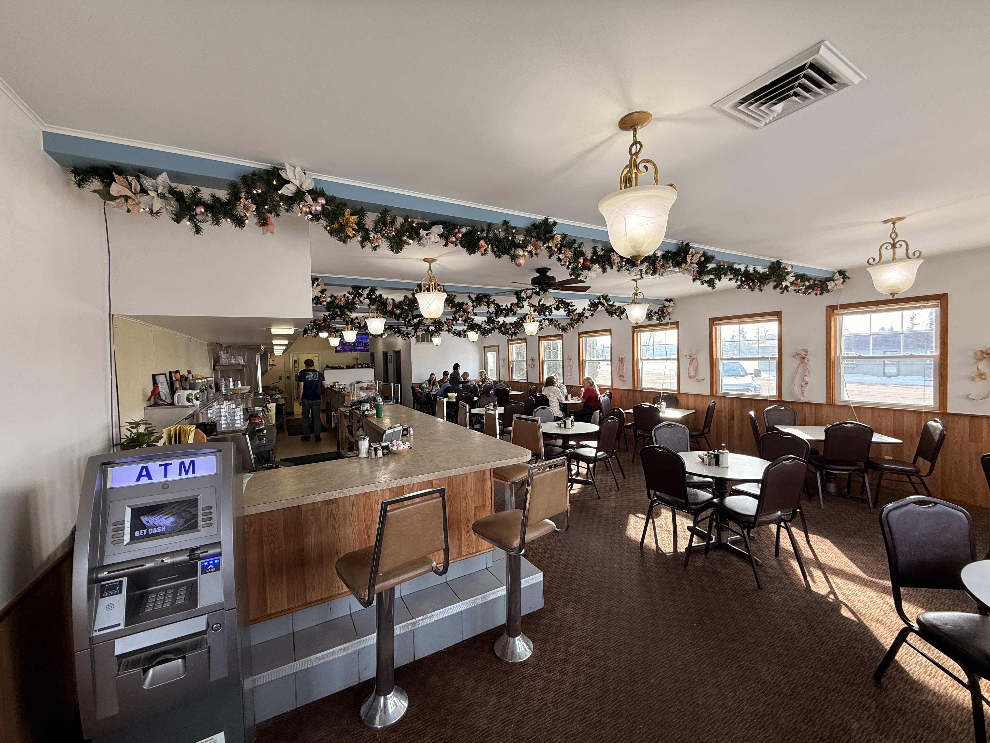Dining area inside The Villager Restaurant in Lewiston, Northern Michigan - Huston Real Estate