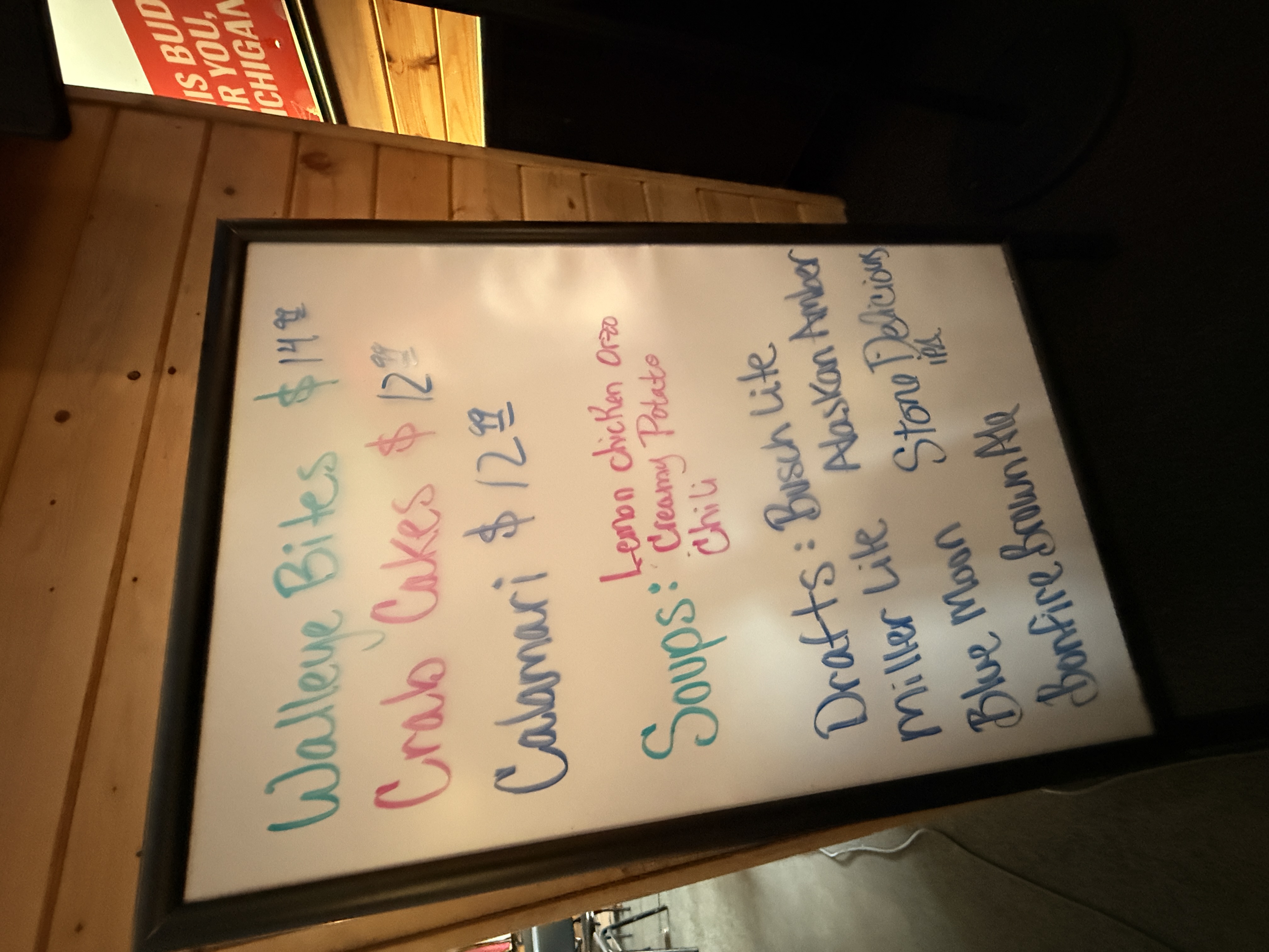 Specials board at the Lewiston Hotel