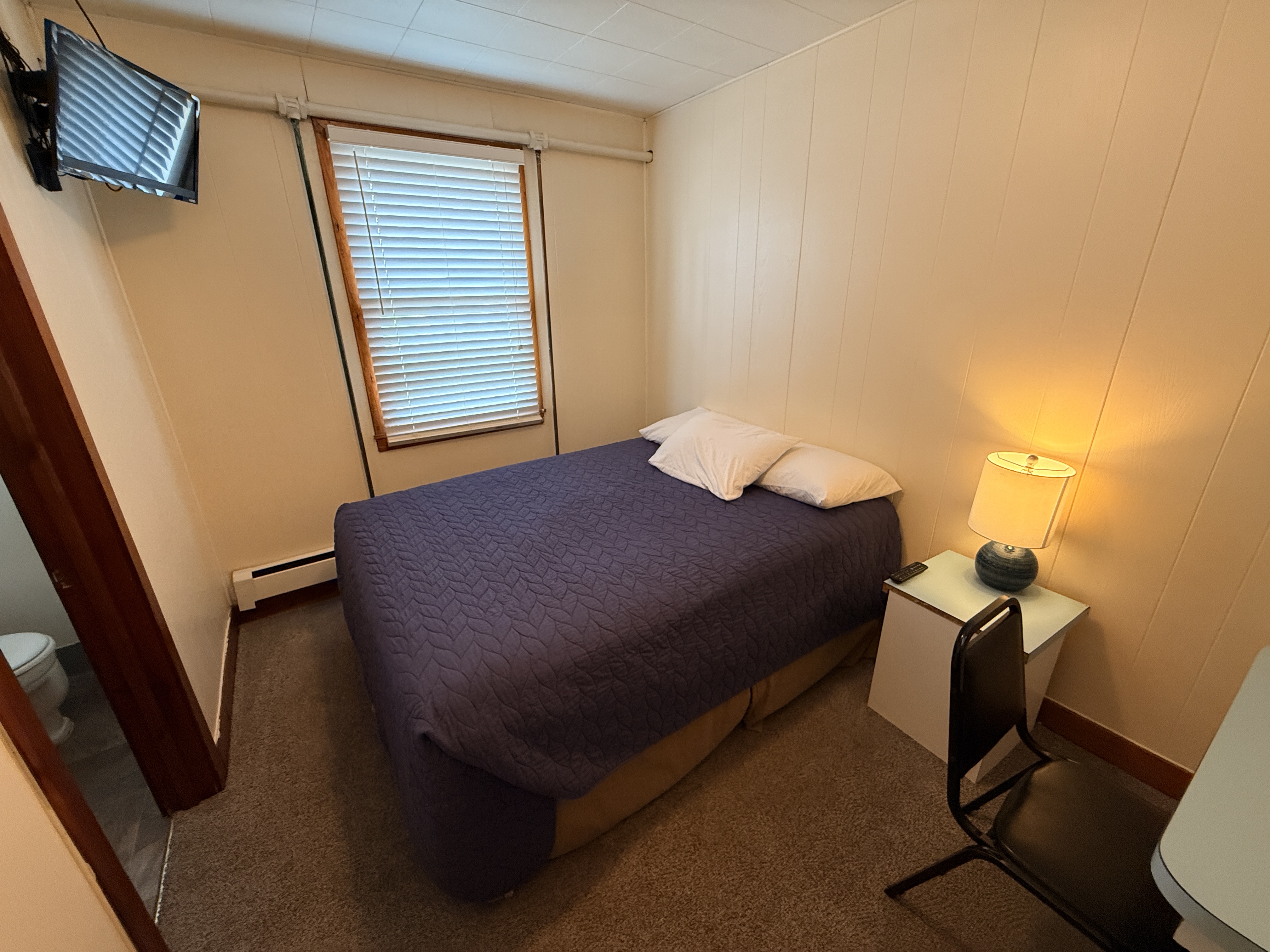 Small guest room at the Lewiston Hotel