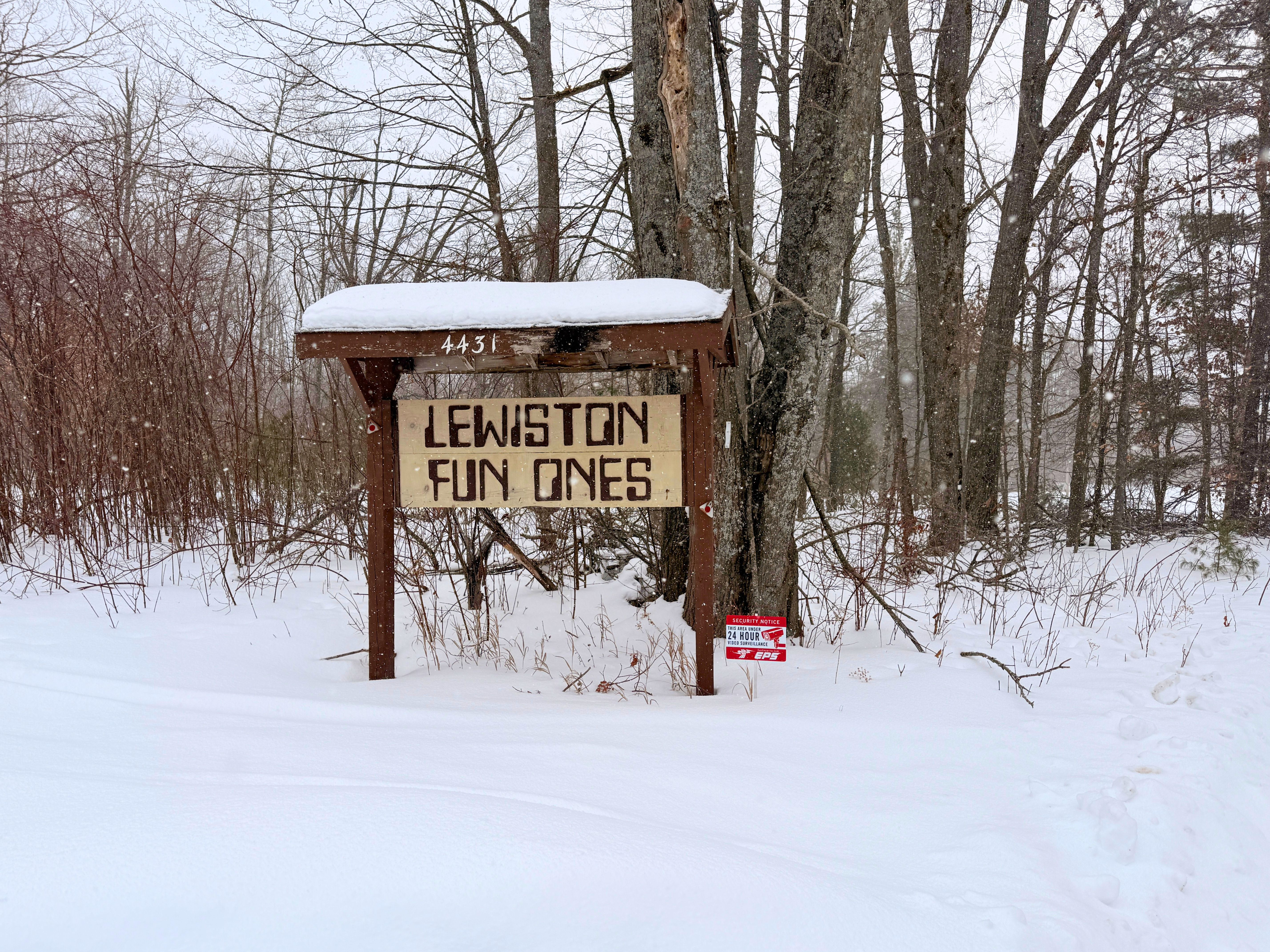 Club Fun Ones entrance sign in Lewiston Michigan - Huston Real Estate