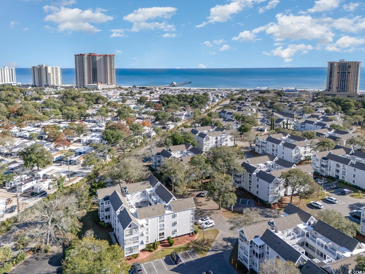 Arcadian Dunes Aerial Image of Condos with the Beach in the Background, Myrtle Beach SC