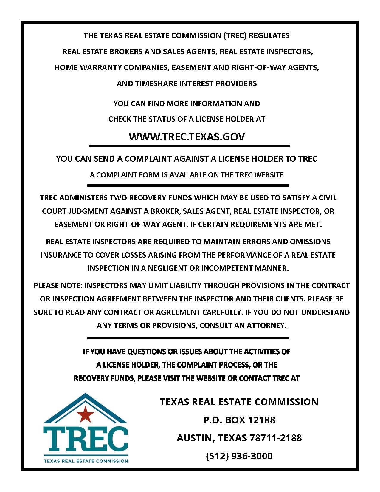TREC Consumer Protection Notice