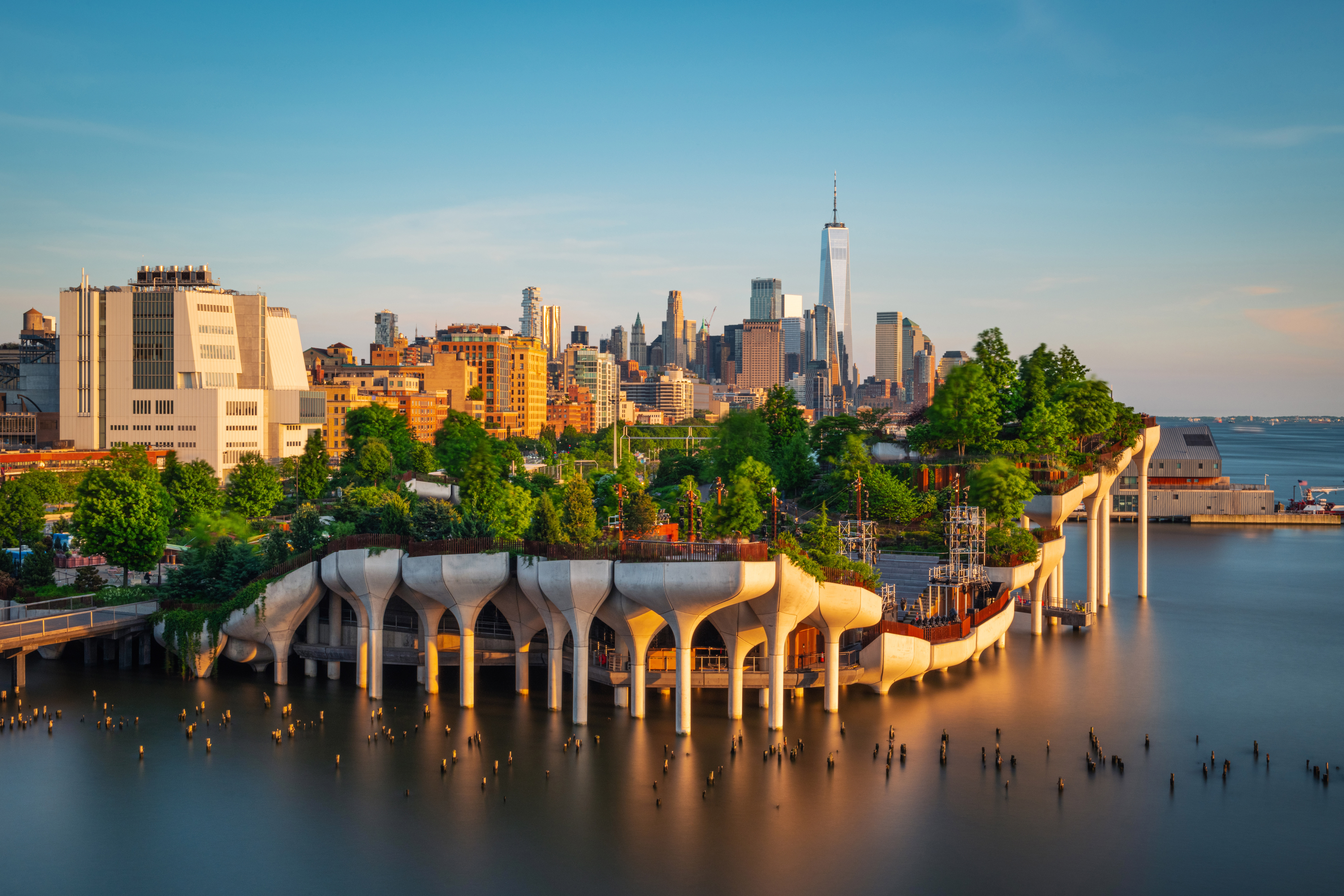 Little Island and the Hudson River waterfront near Chelsea