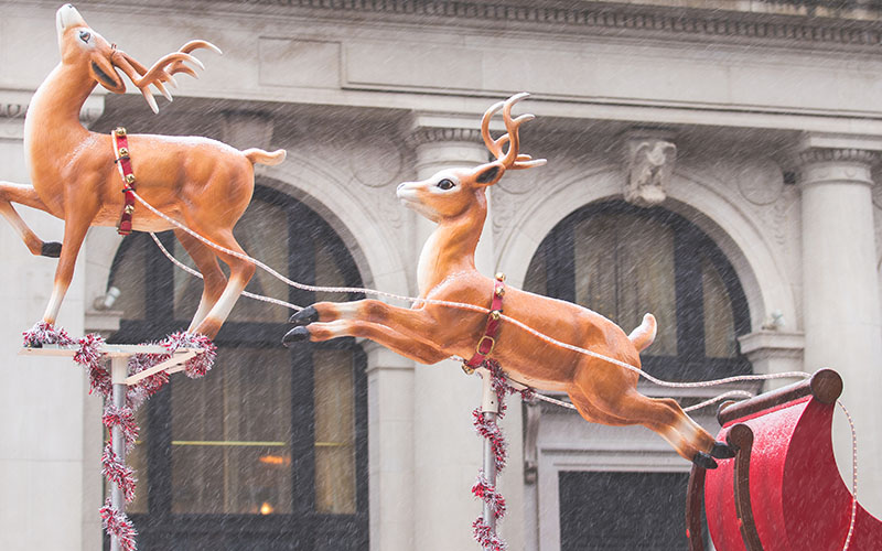 Marching band in a winter holiday parade
