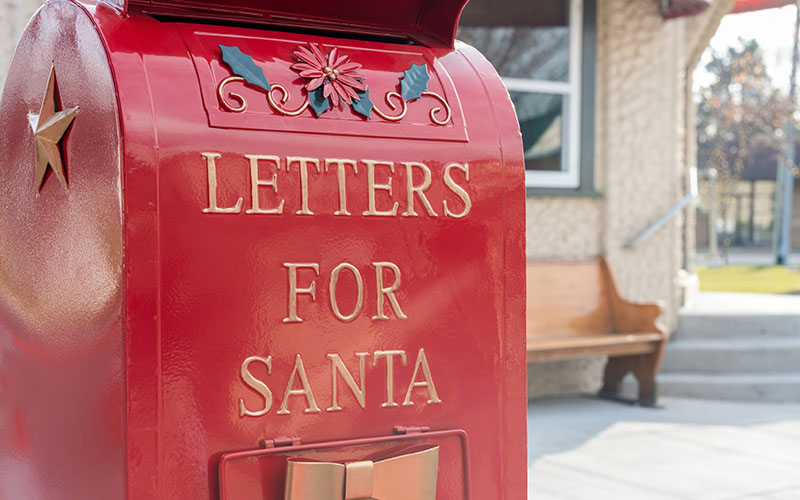Bright red Letters for Santa mailbox
