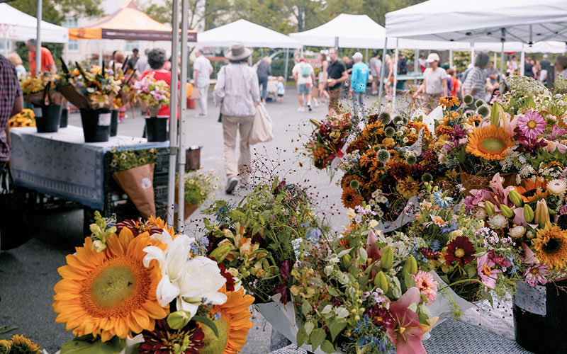 Farmers market produce stall
