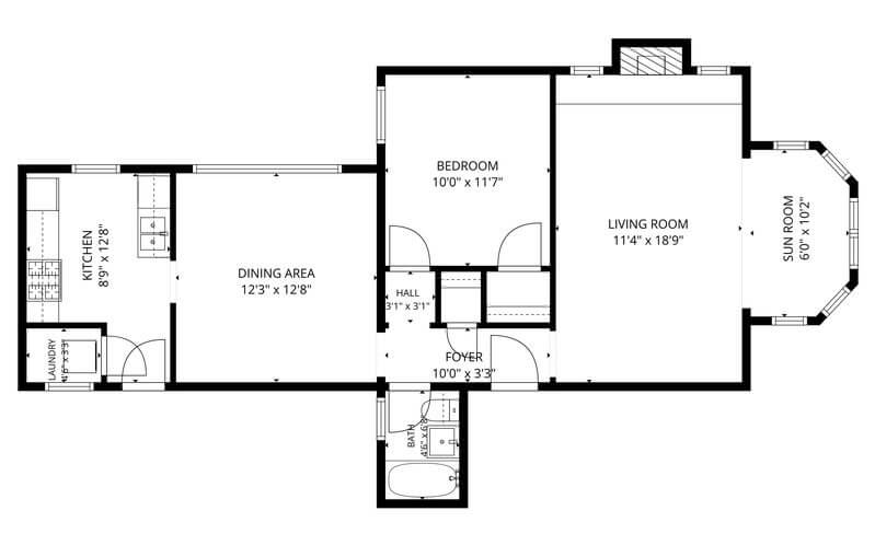 Living room with decorative fireplace and built-ins at 845 S Humphrey Avenue Unit 1