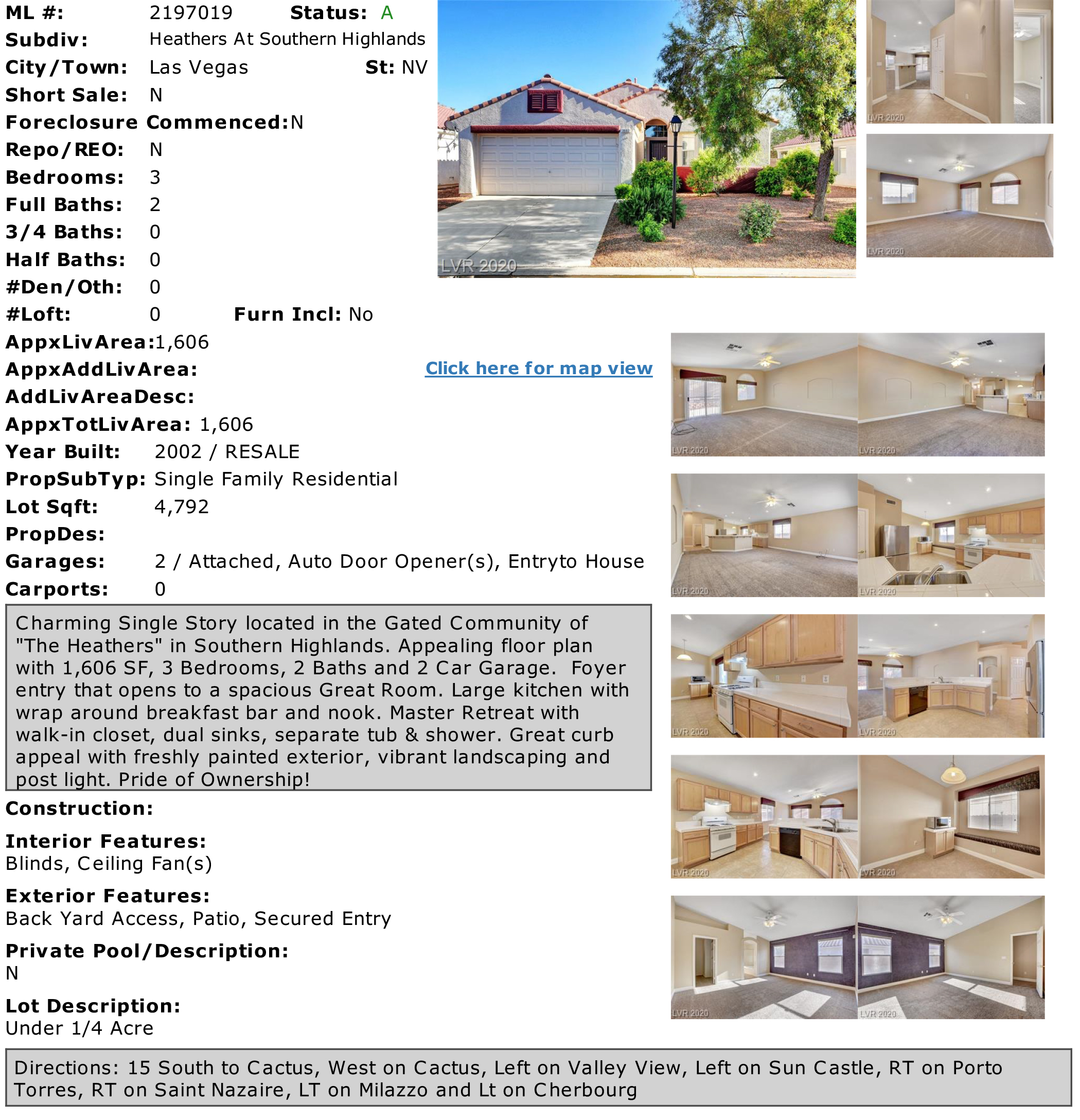 For Sale 3663 Cherbourg Avenue Las Vegas, NV 89141