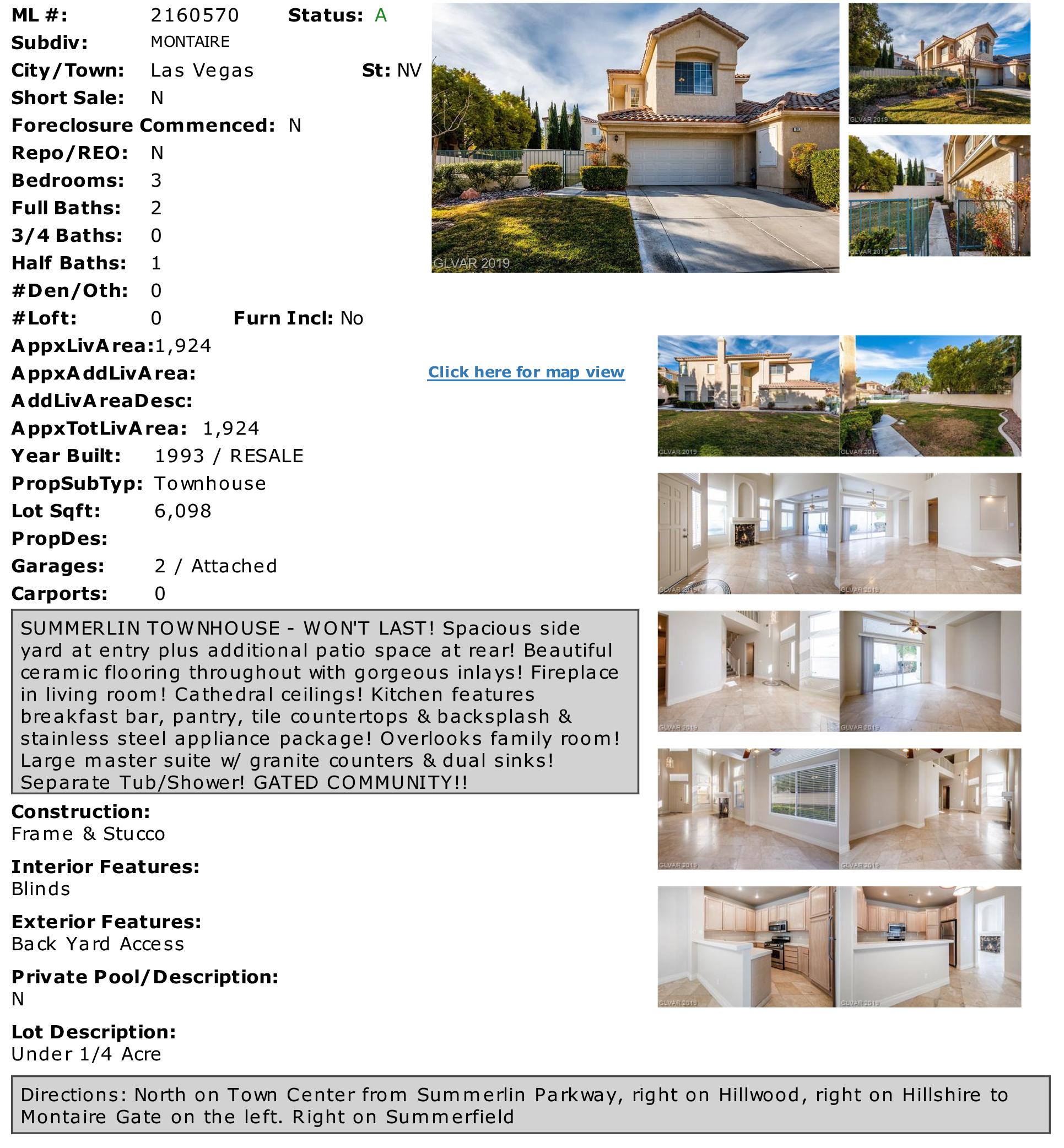 For Sale 9113 Sunnyfield Drive Las Vegas, NV 89134