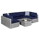 7 piece wicker seating with table and 2 pillows
