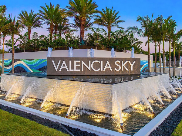 Entrance to Valencia Sky, GL Homes 55+ active adult community in South Naples FL 34112