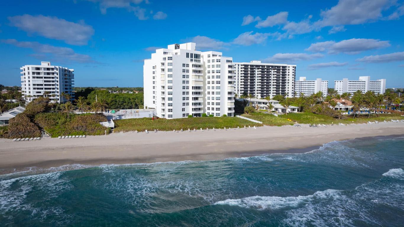 The Clarendon oceanfront building at 3407 S Ocean Blvd, Highland Beach