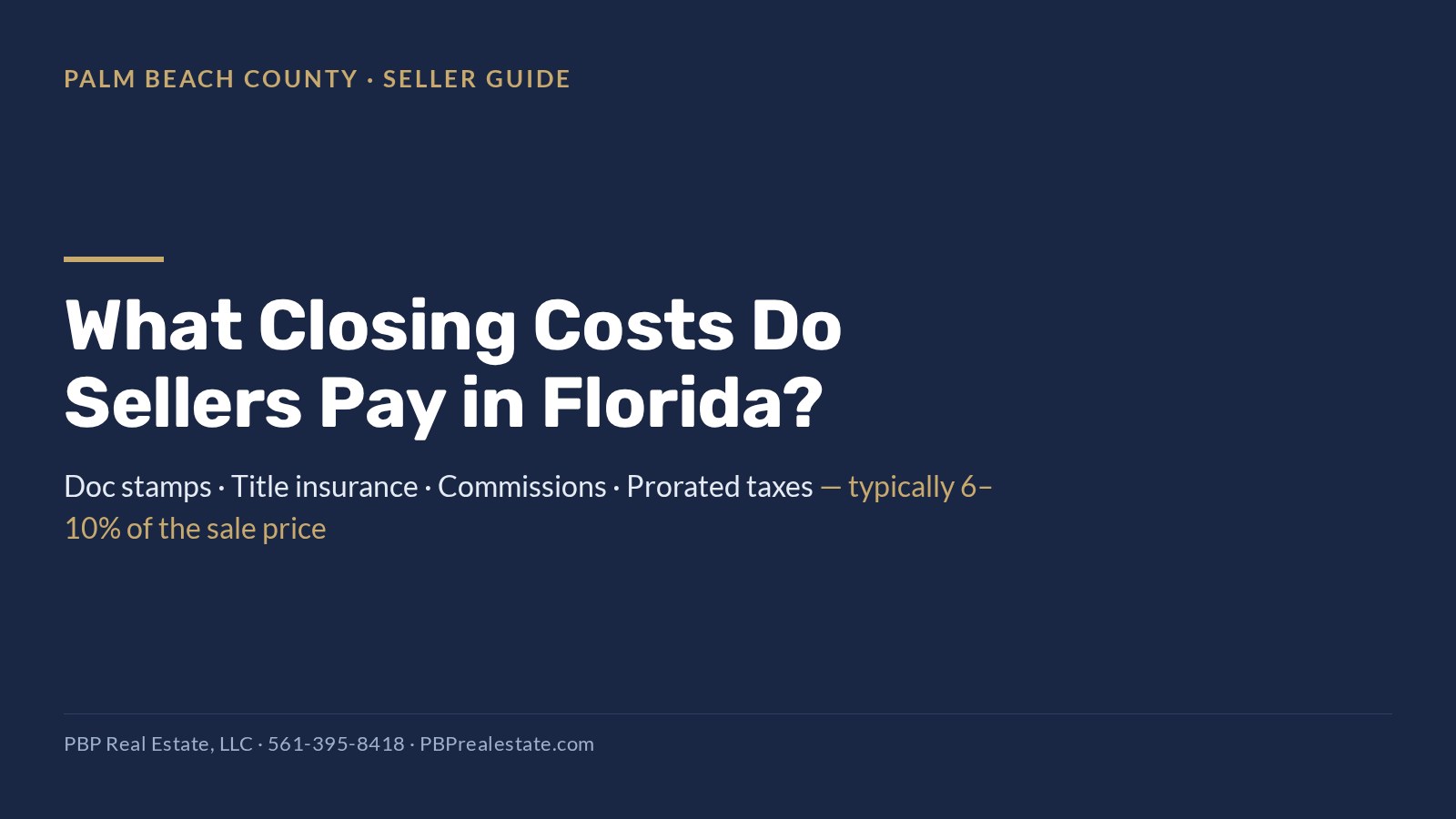 Florida seller closing costs breakdown - doc stamps, title insurance, commissions
