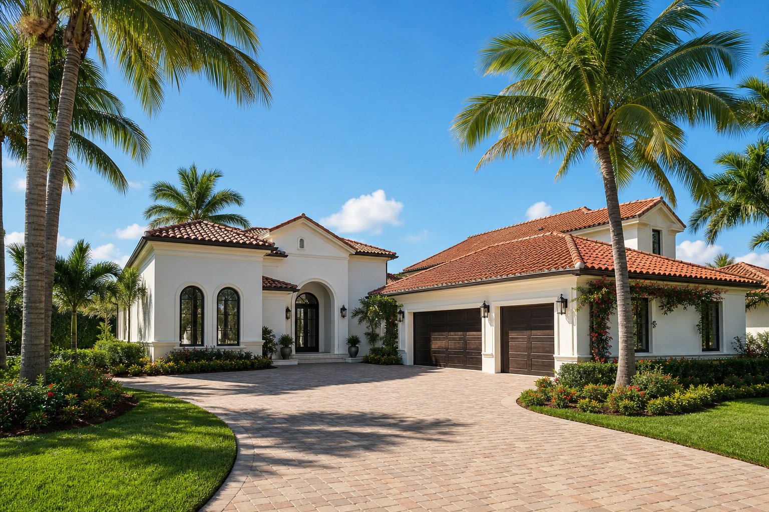 Palm Beach County home with tile roof and palms, insurance premium tracker